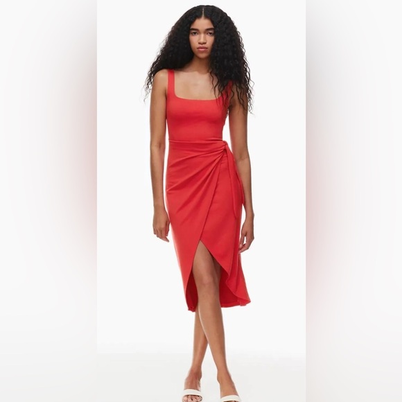 Aritzia Wilfred Saturn Midi Dress Barberry Red Size Small - Picture 1 of 4